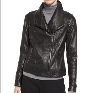 Vince Asymmetric Moto Leather Jacket, size L
